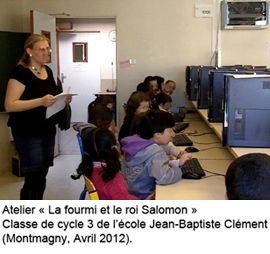 Atelier "La fourmi et le roi Salomon", école Jean-Baptiste Clément à Montmagny