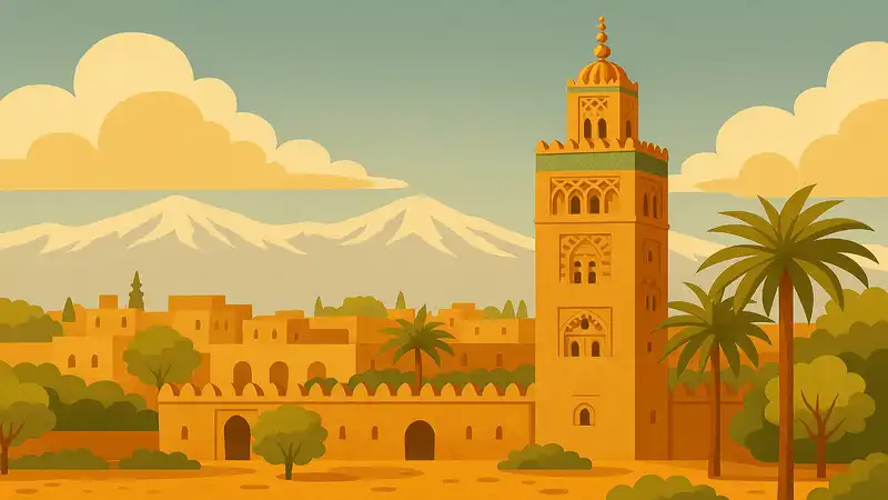 La Koutoubia à Marrakech, symbole du patrimoine marocain et des contes traditionnels francophones