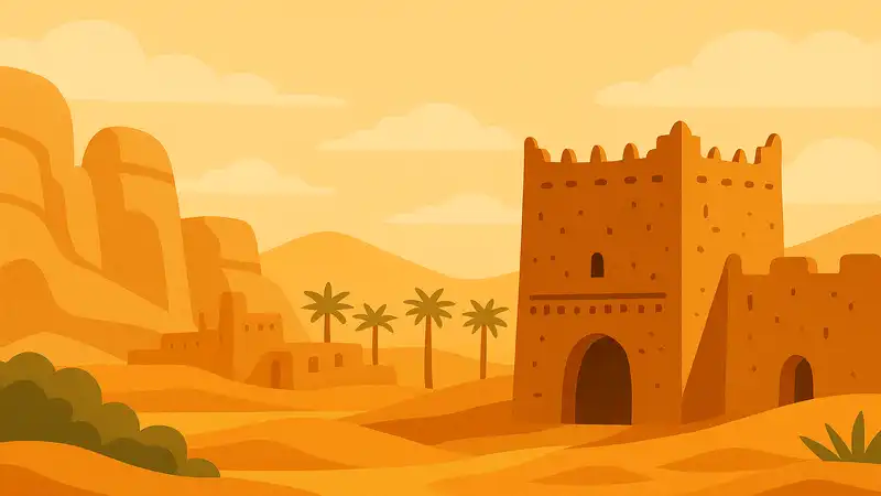 Ruines de Chinguetti en Mauritanie, ville des manuscrits et de la tradition orale symbole du patrimoine culturel des contes traditionnels francophones.