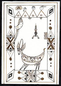 Illustration du conte traditionnel francophone la gazelle d'or – conte de l'Algérie Illustré par Nora Aceval