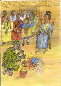 Illustration du conte traditionnel francophone la princesse orgueilleuse – conte du Mali Illustré par Yacouba Diarra